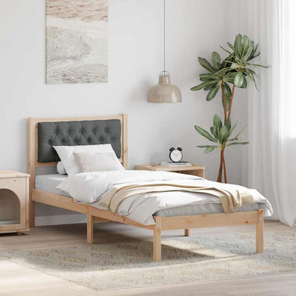 Bed Frame with Headboard Dark Grey 90 x 200 cm Solid Pine Wood