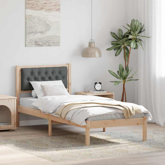 Bed Frame with Headboard Dark Grey 90 x 200 cm Solid Pine Wood