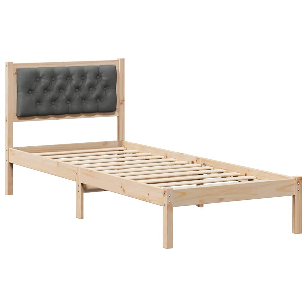Bed Frame with Headboard Dark Grey 90 x 200 cm Solid Pine Wood