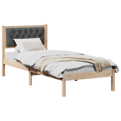 Bed Frame with Headboard Dark Grey 90 x 200 cm Solid Pine Wood