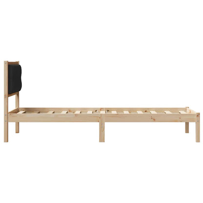 Bed Frame with Headboard Black 90 x 200 cm Solid Pine Wood