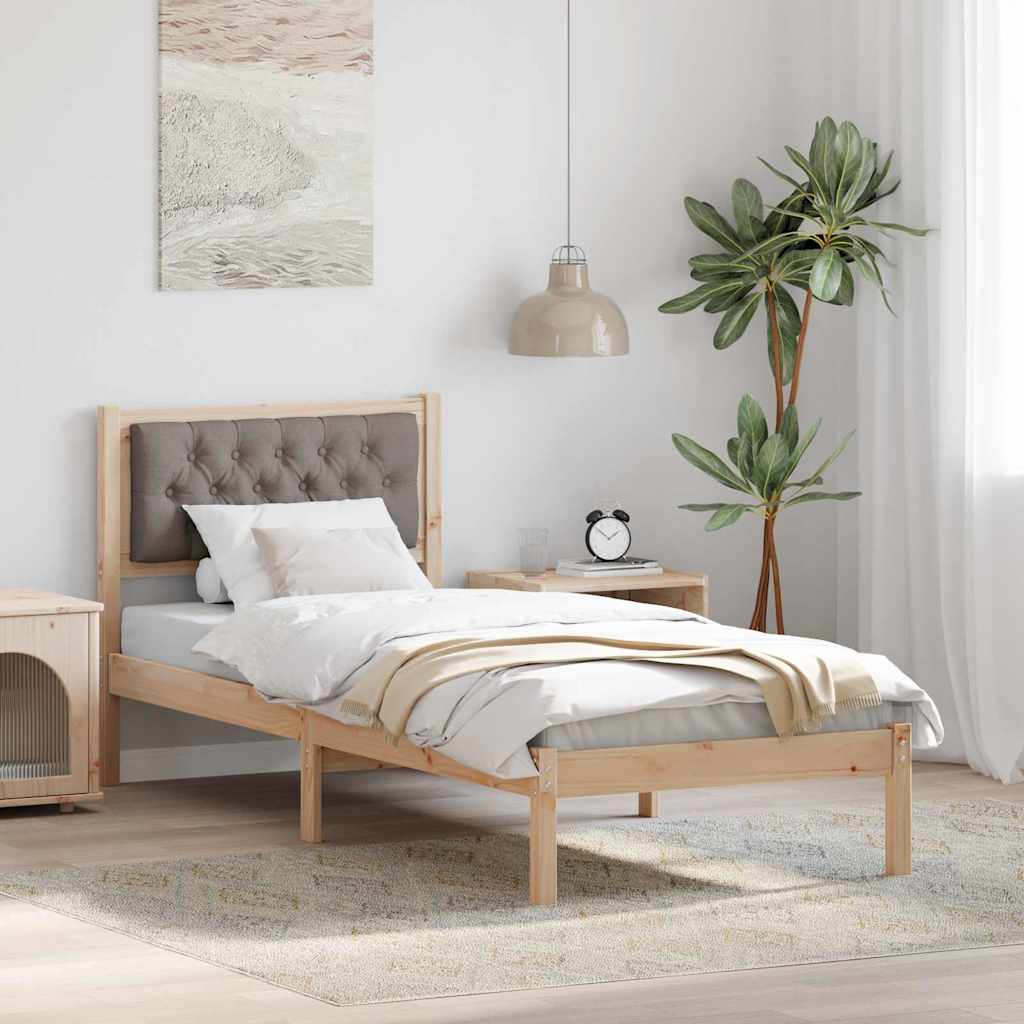 Bed Frame with Headboard Taupe 90 x 200 cm Solid Pine Wood