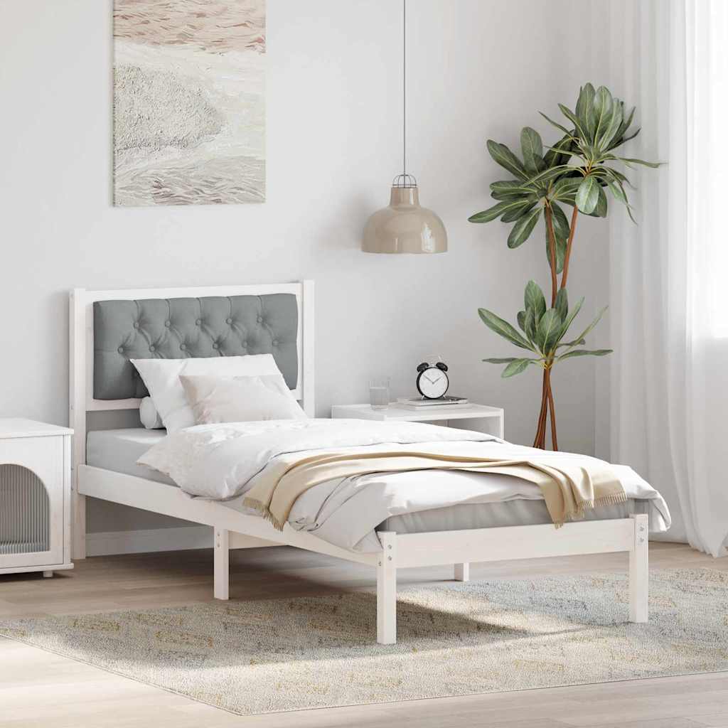 Bed Frame with Headboard Light Grey 90 x 200 cm Solid Pine Wood