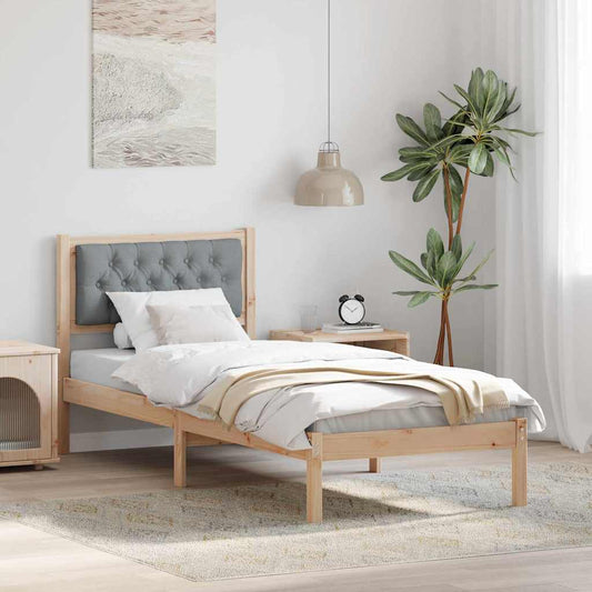 Bed Frame with Headboard Light Grey 80 x 200 cm Solid Pine Wood