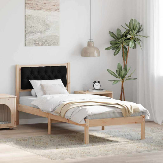 Bed Frame with Headboard Black 80 x 200 cm Solid Pine Wood