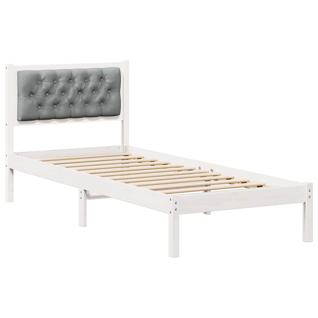 Bed Frame with Headboard Light Grey 80 x 200 cm Solid Pine Wood