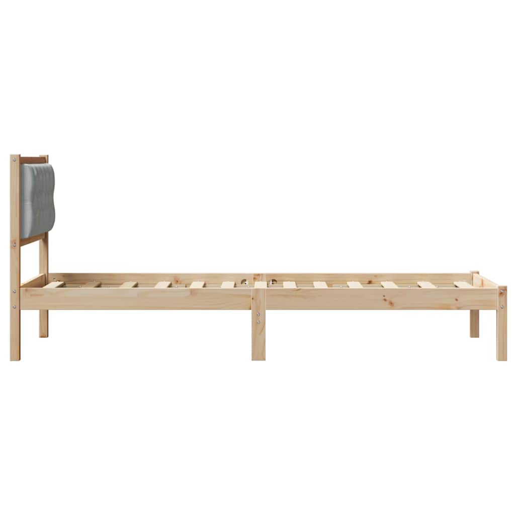 Bed Frame with Headboard Light Grey 90 x 190 cm Solid Pine Wood