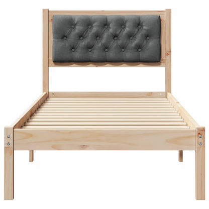 Bed Frame with Headboard Dark Grey 90 x 190 cm Solid Pine Wood