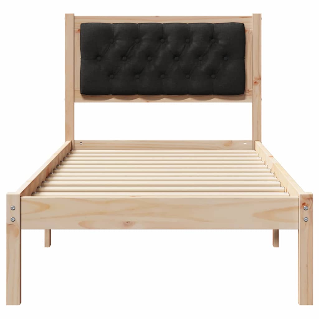 Bed Frame with Headboard Black 90 x 190 cm Solid Pine Wood