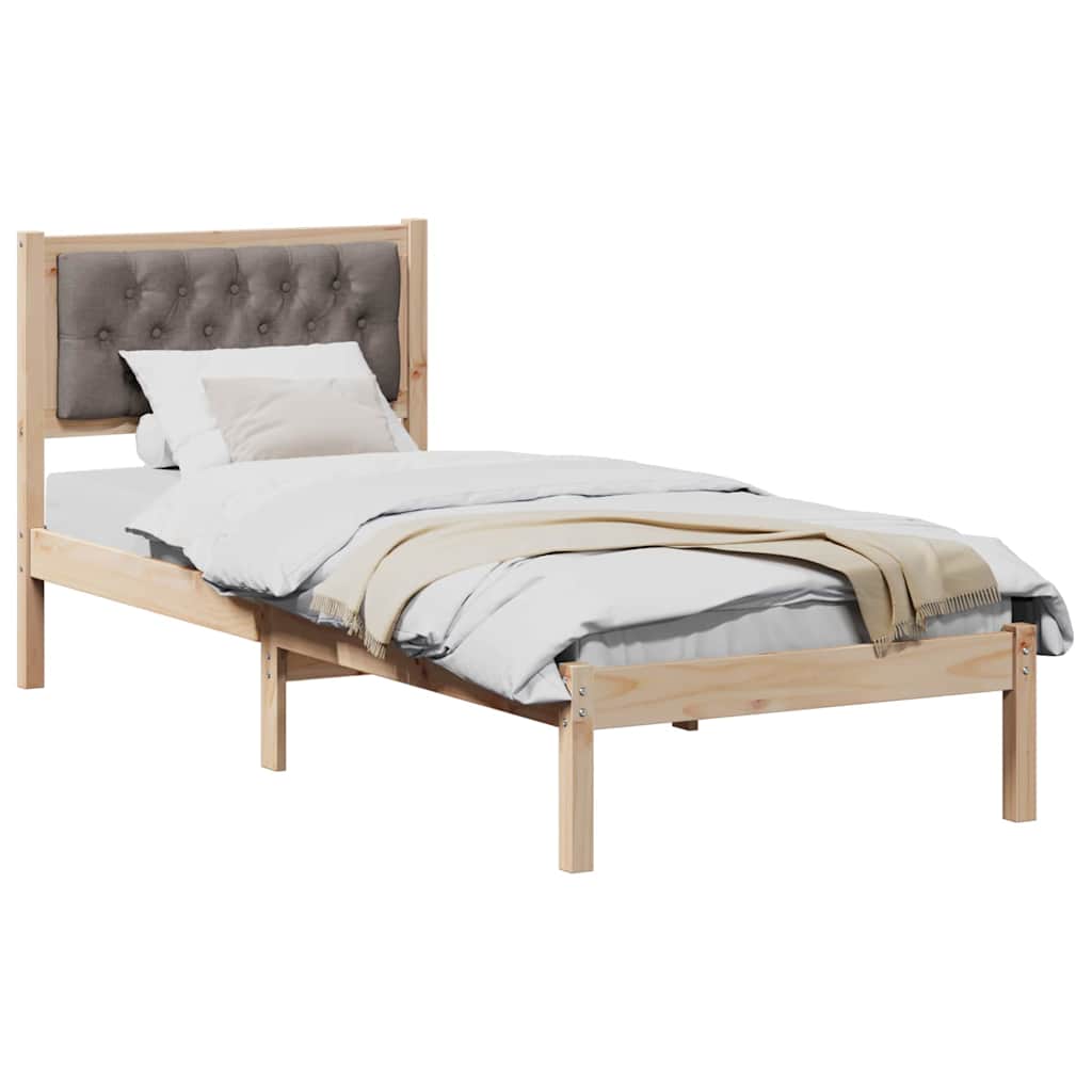 Bed Frame with Headboard Taupe 90 x 190 cm Solid Pine Wood