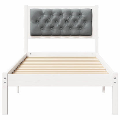 Bed Frame with Headboard Light Grey 90 x 190 cm Solid Pine Wood