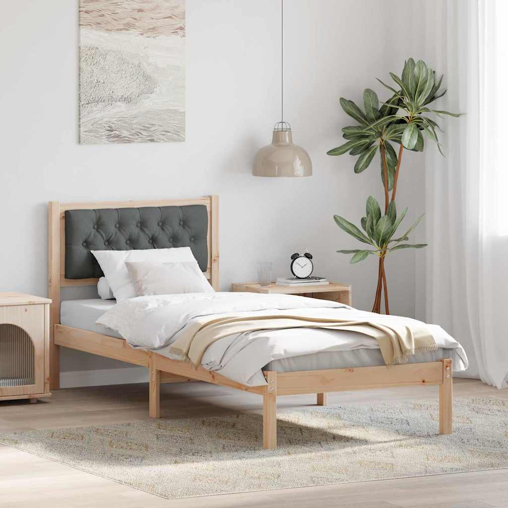 Bed Frame with Headboard Dark Grey 75 x 190 cm Solid Pine Wood