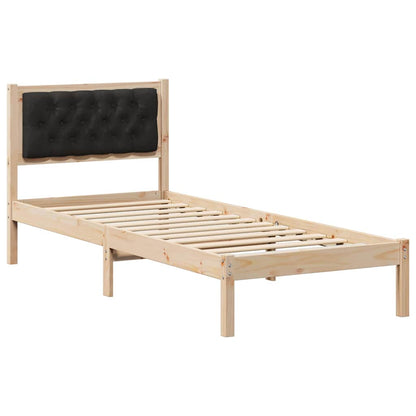 Bed Frame with Headboard Black 75 x 190 cm Solid Pine Wood