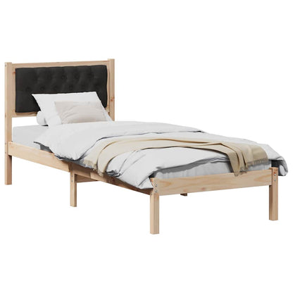 Bed Frame with Headboard Black 75 x 190 cm Solid Pine Wood