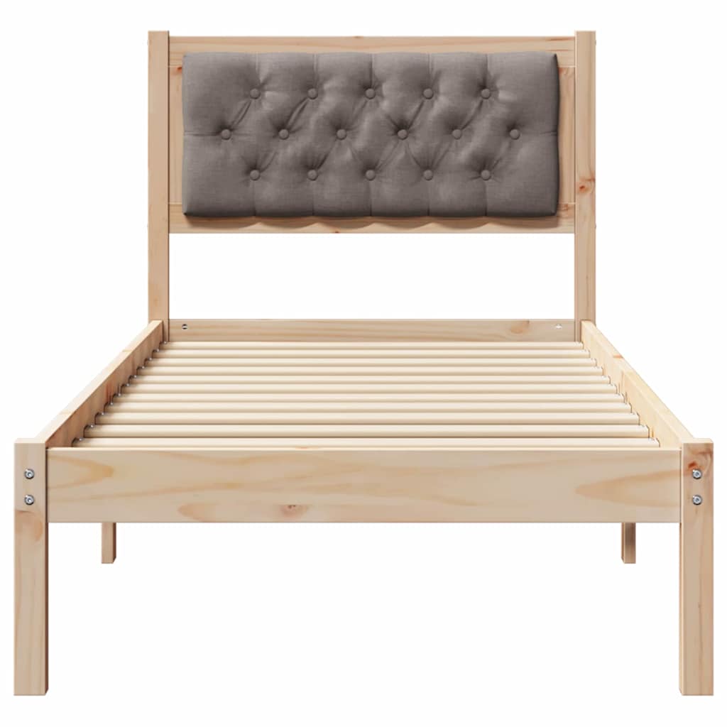 Bed Frame with Headboard Taupe 75 x 190 cm Solid Pine Wood