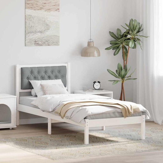 Bed Frame with Headboard Light Grey 75 x 190 cm Solid Pine Wood