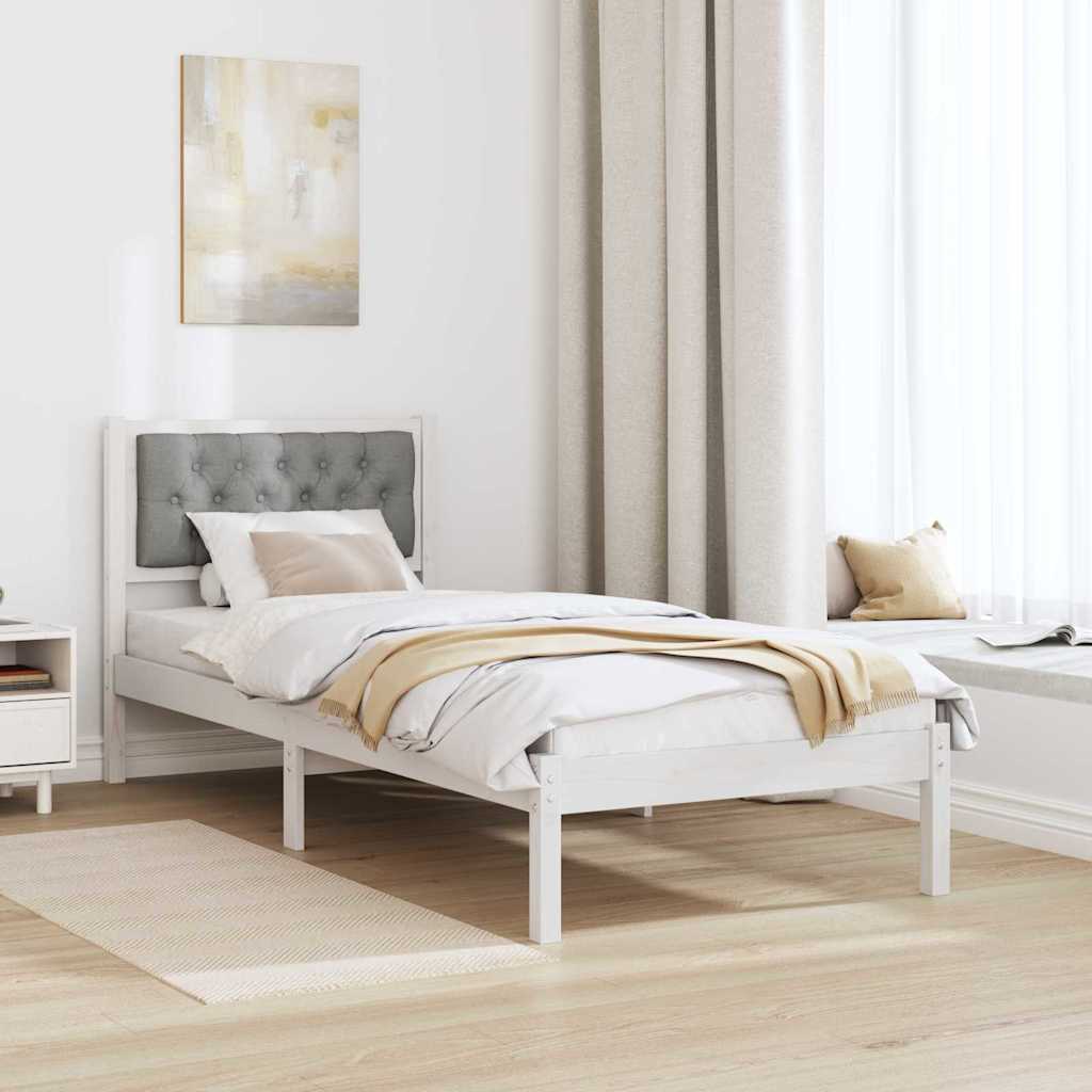 Bed Frame with Headboard Light Grey 75 x 190 cm Solid Pine Wood