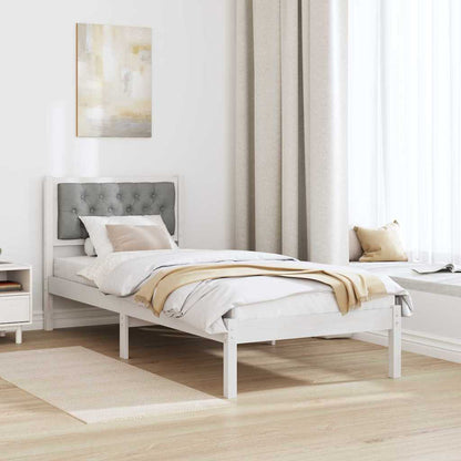 Bed Frame with Headboard Light Grey 75 x 190 cm Solid Pine Wood