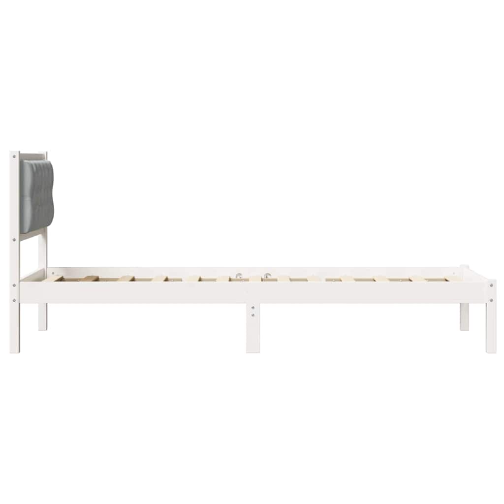 Bed Frame with Headboard Light Grey 75 x 190 cm Solid Pine Wood