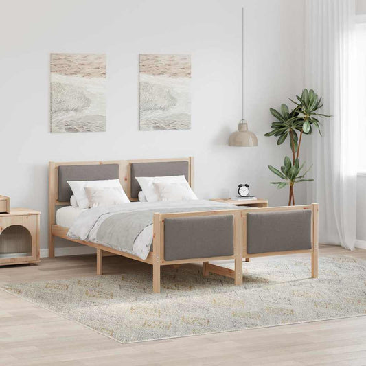 Bed Frame with Headboard Taupe 140 x 190 cm Fabric