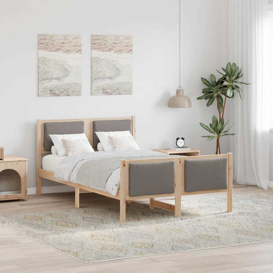 Bed Frame with Headboard Taupe 120 x 190 cm Fabric