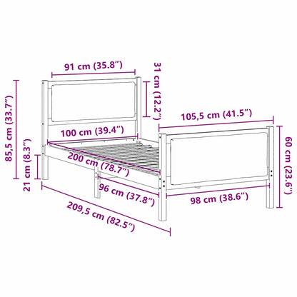 Bed Frame with Headboard Light Grey 100 x 200 cm Fabric