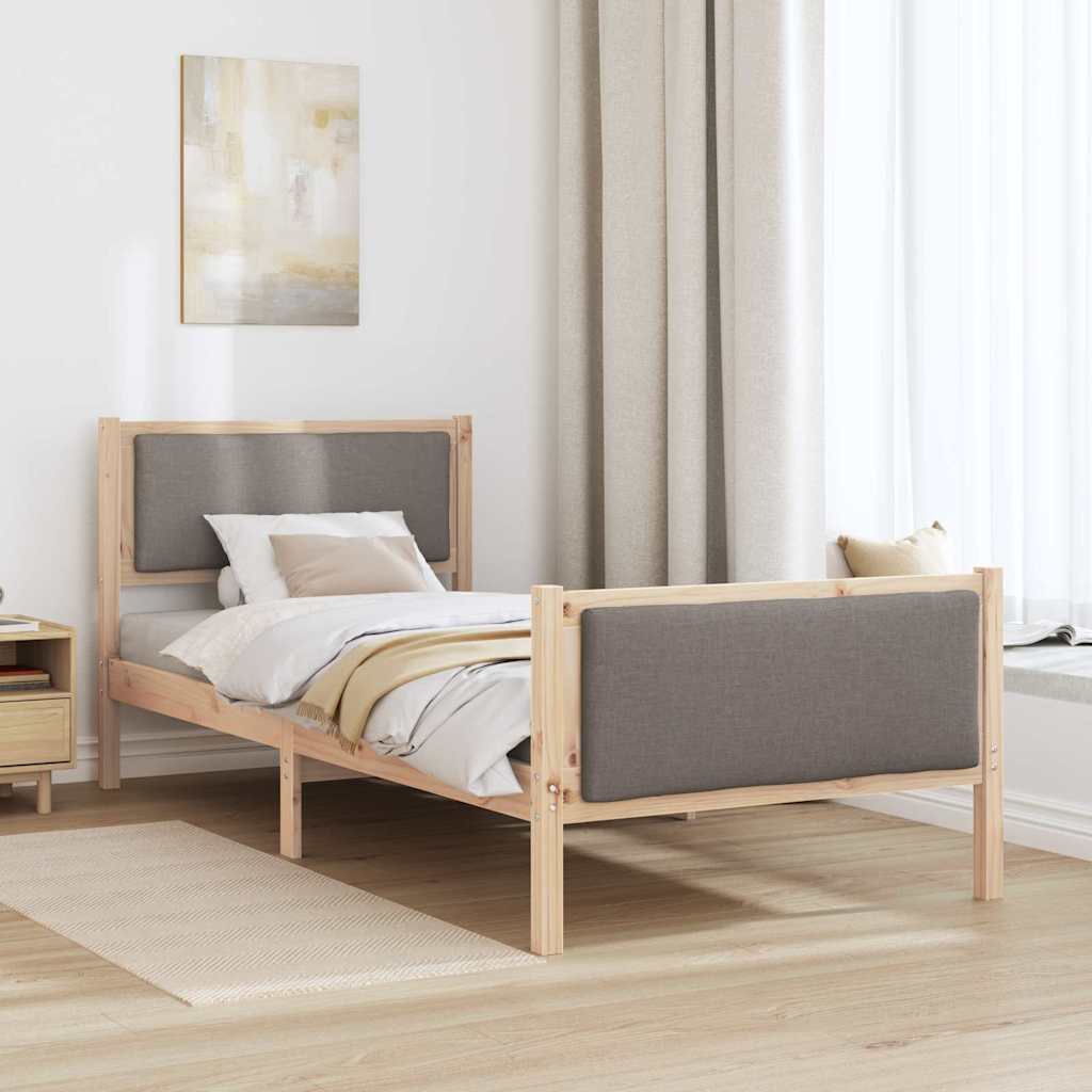 Bed Frame with Headboard Taupe 90 x 200 cm Fabric