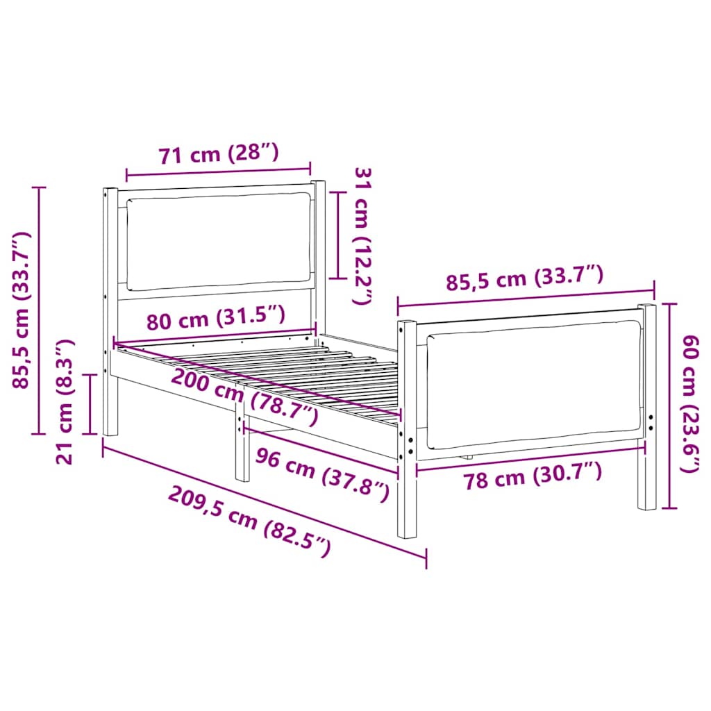 Bed Frame with Headboard Taupe 80 x 200 cm Fabric