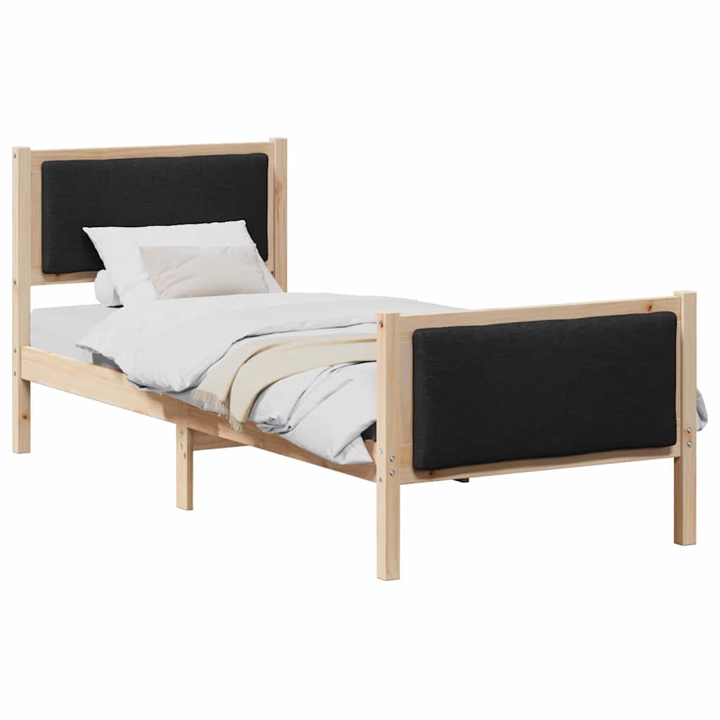 Bed Frame with Headboard Black 75 x 190 cm Fabric