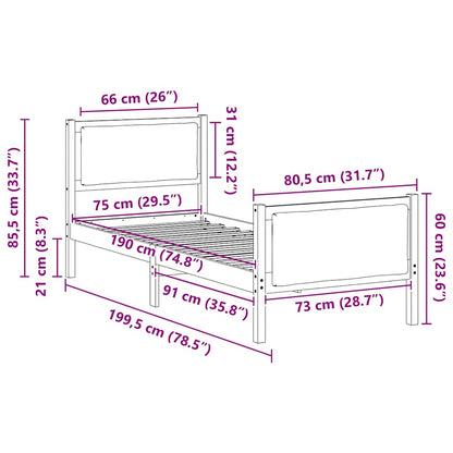 Bed Frame with Headboard Taupe 75 x 190 cm Fabric