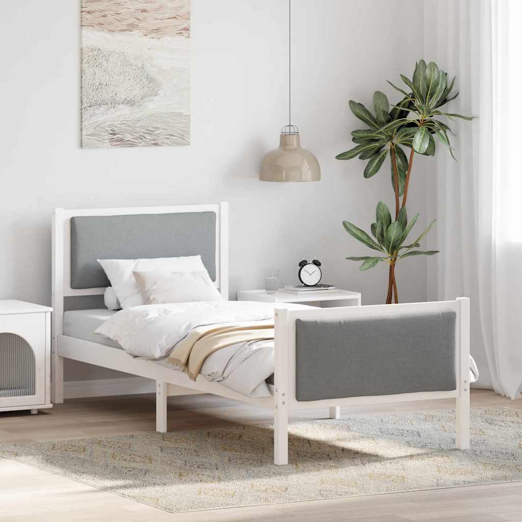 Bed Frame with Headboard Light Grey 75 x 190 cm Fabric