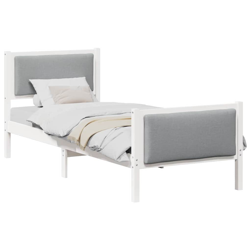 Bed Frame with Headboard Light Grey 75 x 190 cm Fabric