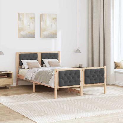 Bed Frame with Headboard Dark Grey 120 x 200 cm Solid Pine Wood