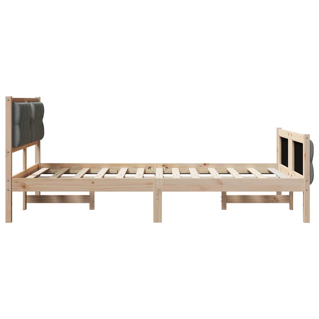 Bed Frame with Headboard Dark Grey 120 x 200 cm Solid Pine Wood