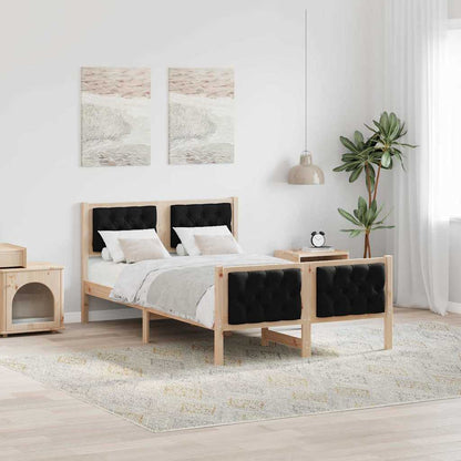 Bed Frame with Headboard Black 120 x 200 cm Solid Pine Wood