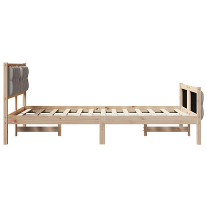 Bed Frame with Headboard Taupe 120 x 200 cm Solid Pine Wood