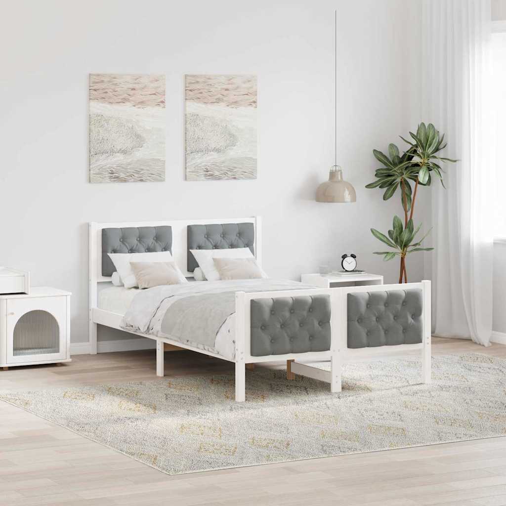 Bed Frame Light Grey 120 x 200 cm Solid Pine Wood