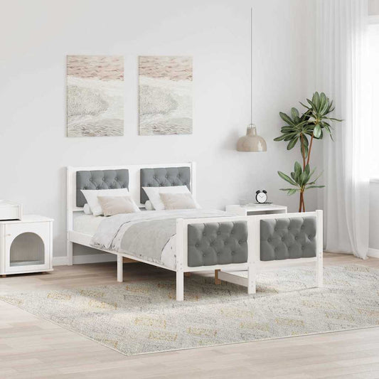 Bed Frame Light Grey 120 x 200 cm Solid Pine Wood