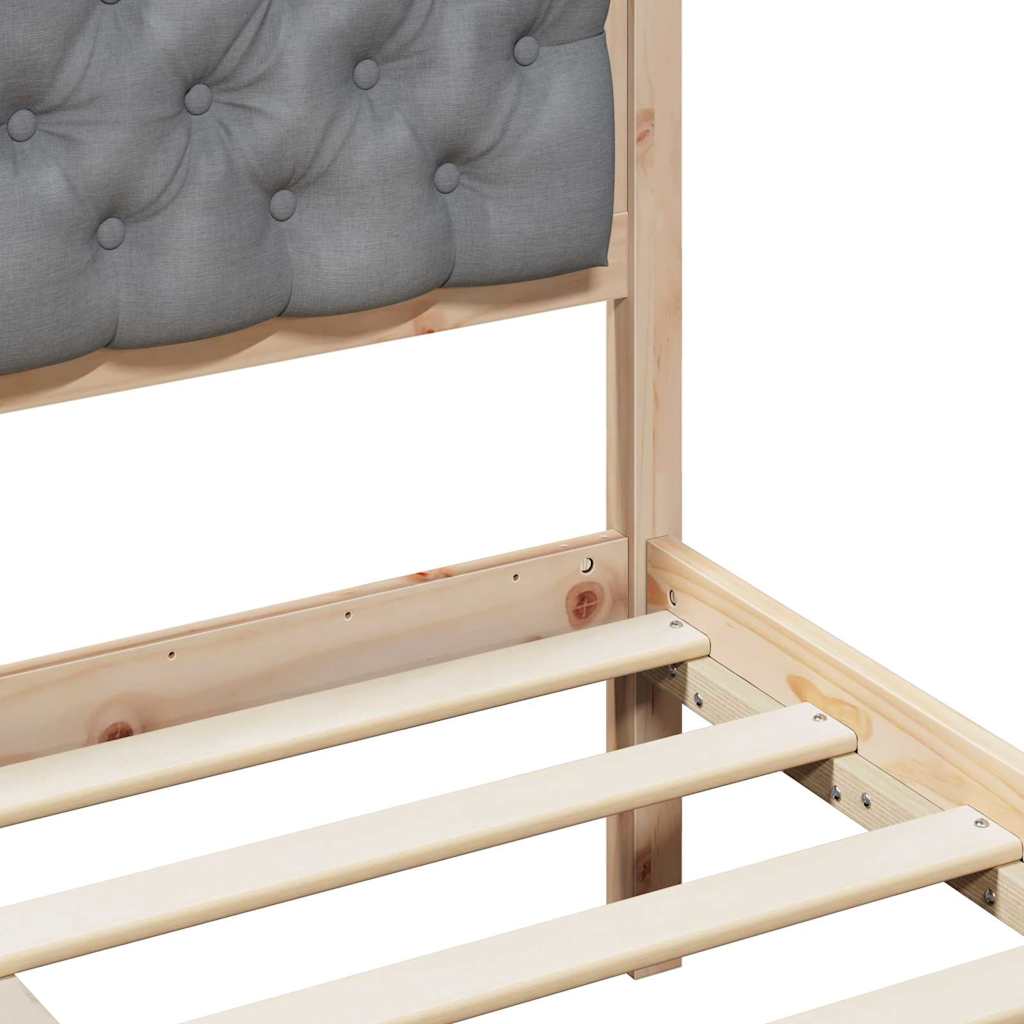 Bed Frame Light Grey 120 x 190 cm Solid Pine Wood