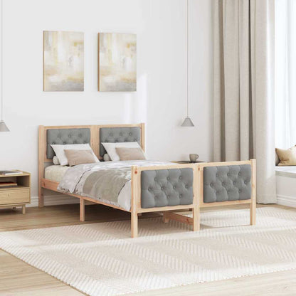 Bed Frame Light Grey 120 x 190 cm Solid Pine Wood