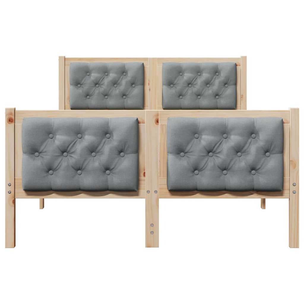 Bed Frame Light Grey 120 x 190 cm Solid Pine Wood