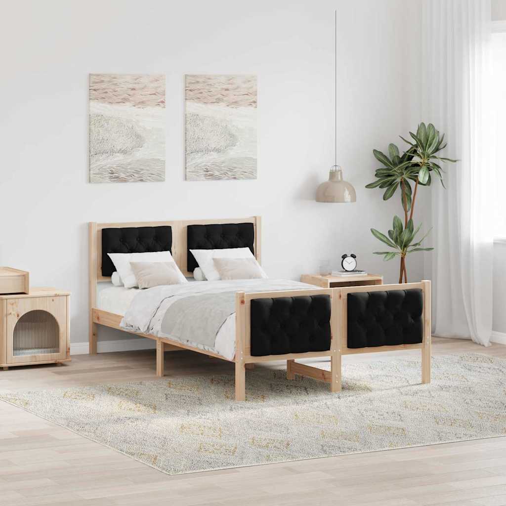 Bed Frame with Headboard Black 120 x 190 cm Solid Pine Wood