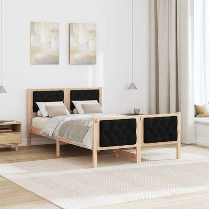 Bed Frame with Headboard Black 120 x 190 cm Solid Pine Wood