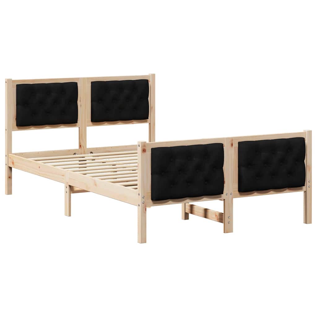 Bed Frame with Headboard Black 120 x 190 cm Solid Pine Wood
