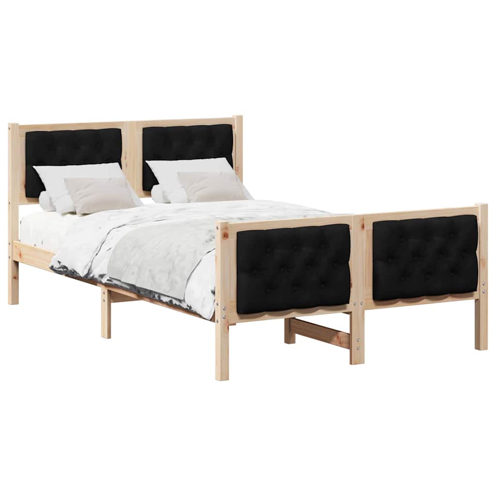Bed Frame with Headboard Black 120 x 190 cm Solid Pine Wood