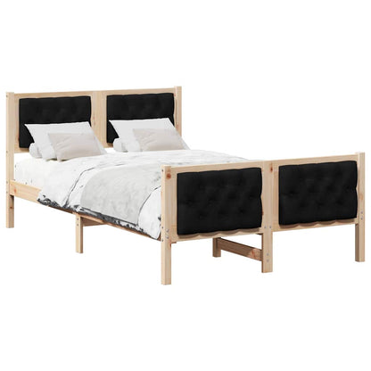 Bed Frame with Headboard Black 120 x 190 cm Solid Pine Wood
