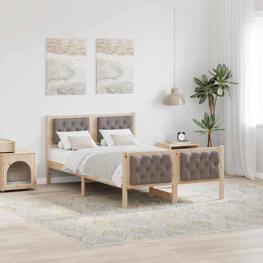 Bed Frame with Headboard Taupe 120 x 190 cm Solid Pine Wood