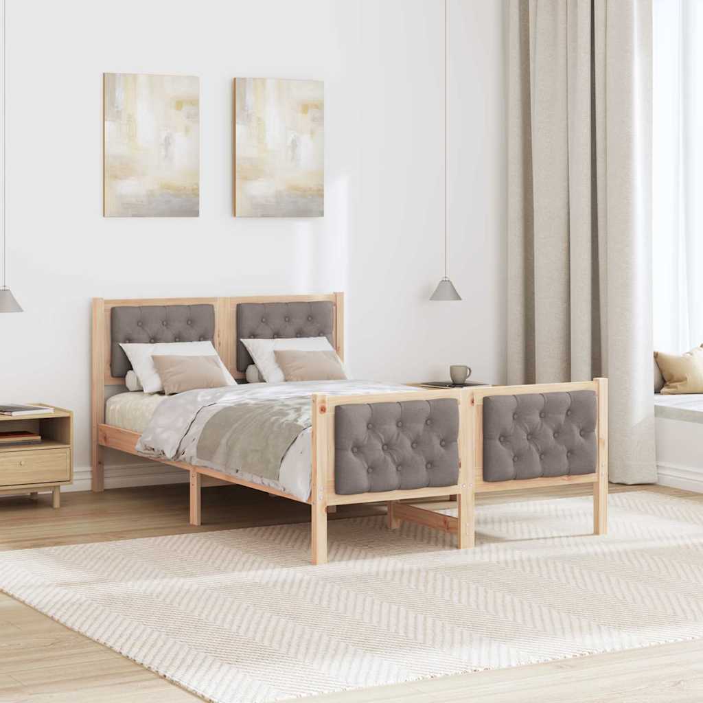 Bed Frame with Headboard Taupe 120 x 190 cm Solid Pine Wood