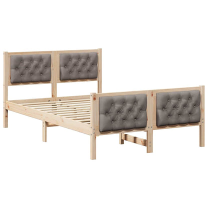 Bed Frame with Headboard Taupe 120 x 190 cm Solid Pine Wood