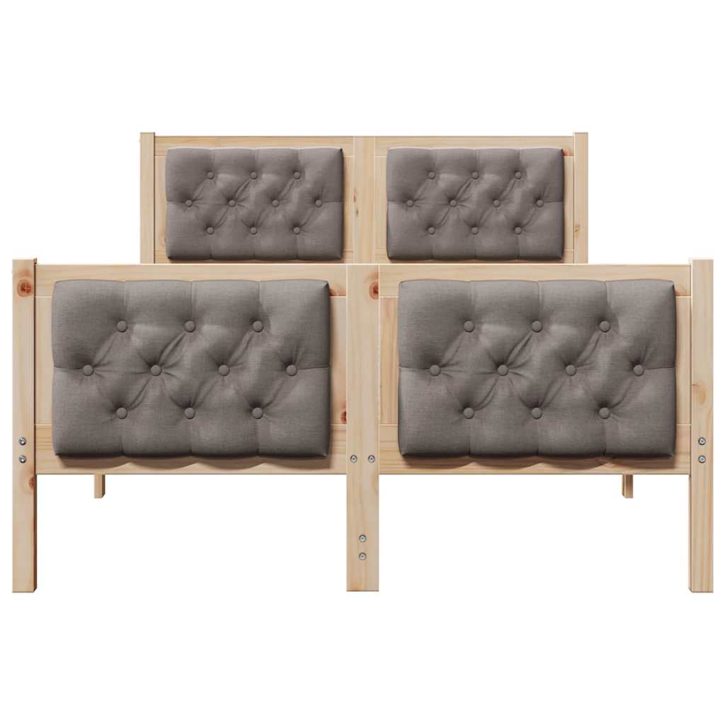 Bed Frame with Headboard Taupe 120 x 190 cm Solid Pine Wood